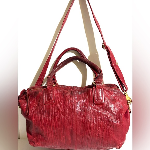 Monserat de lucca Elegant Red Leather Handbag - Picture 1 of 8